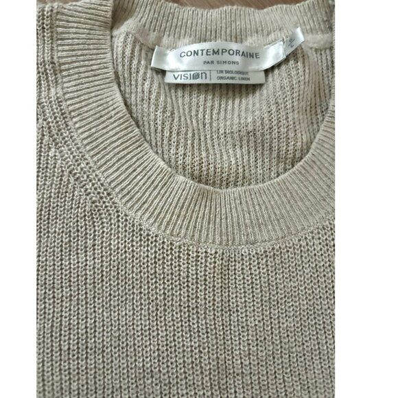 Linen Knit Crew Neck Sleeveless Sweater - sz M - Picture 4 of 5